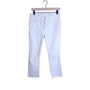PILCRO AND THE LETTERPRESS ANTHRO White High-Rise Bootcut raw hem Jeans 27